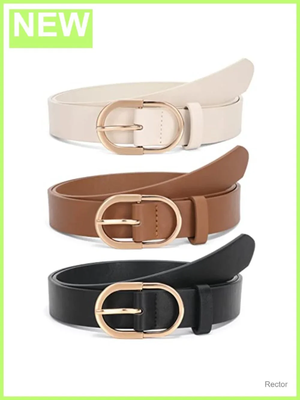 Women's PU Leather Belt with Gold Buckle, Stylish Waist Belt for Jeans & Dresses